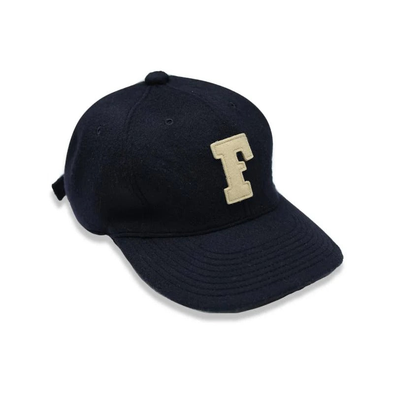 6843-25 6 Panel Wool Melton Baseball Cap F Patch - Navy