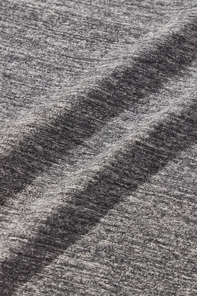 SS-5397-DGY] Ribbed Cuff Henley Neck T-shirt - Dark Heather Gray