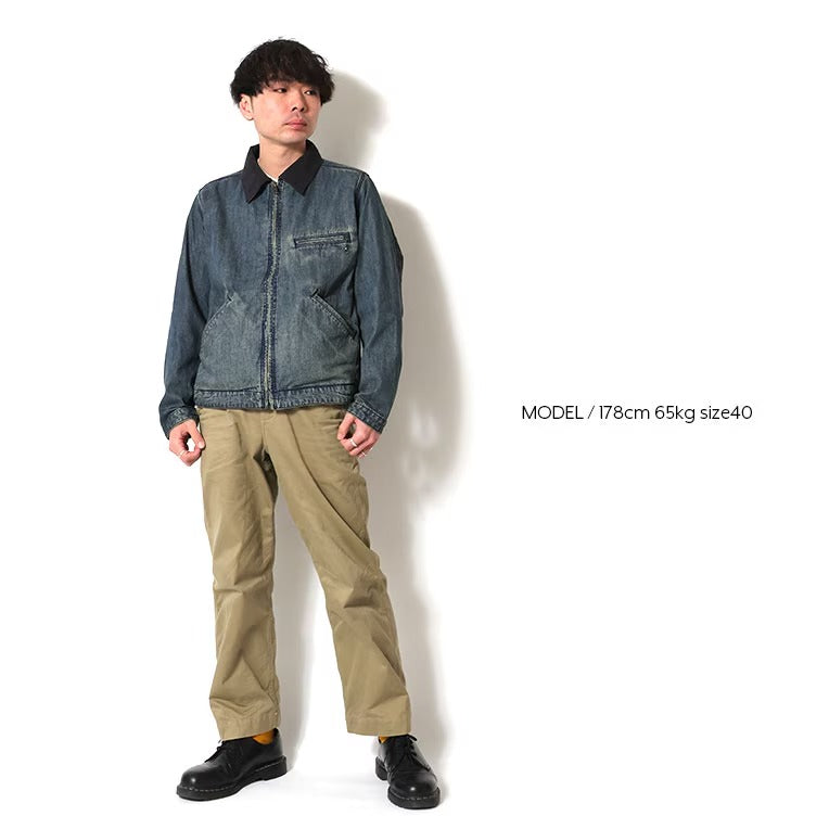 51590 US COTTON DENIM ZIP WORK JACKET - INDIGO VINTAGE WASH