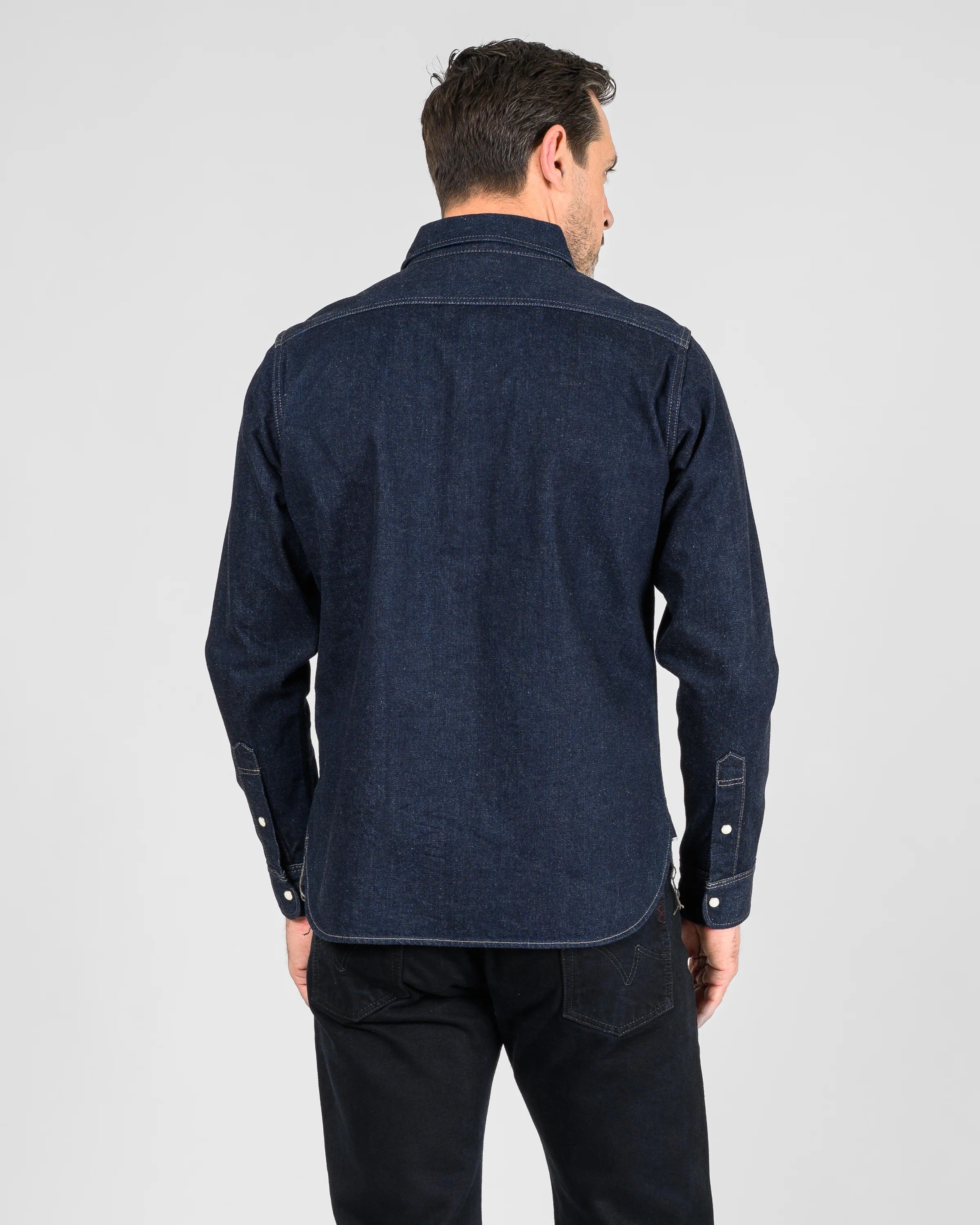 IHSH-326-IND 12OZ SELVEDGE DENIM WORK SHIRT WITH SNAPS - INDIGO