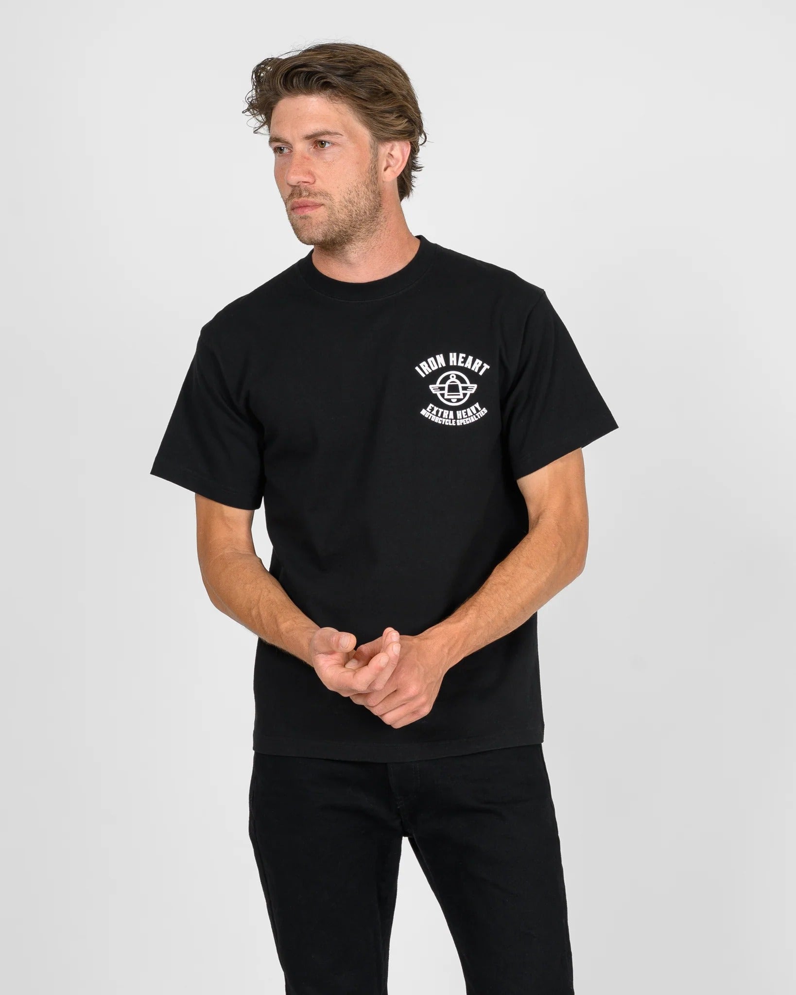 IHT-2503 7.5oz Printed Loopwheel Crew Neck T-Shirt - BLACK