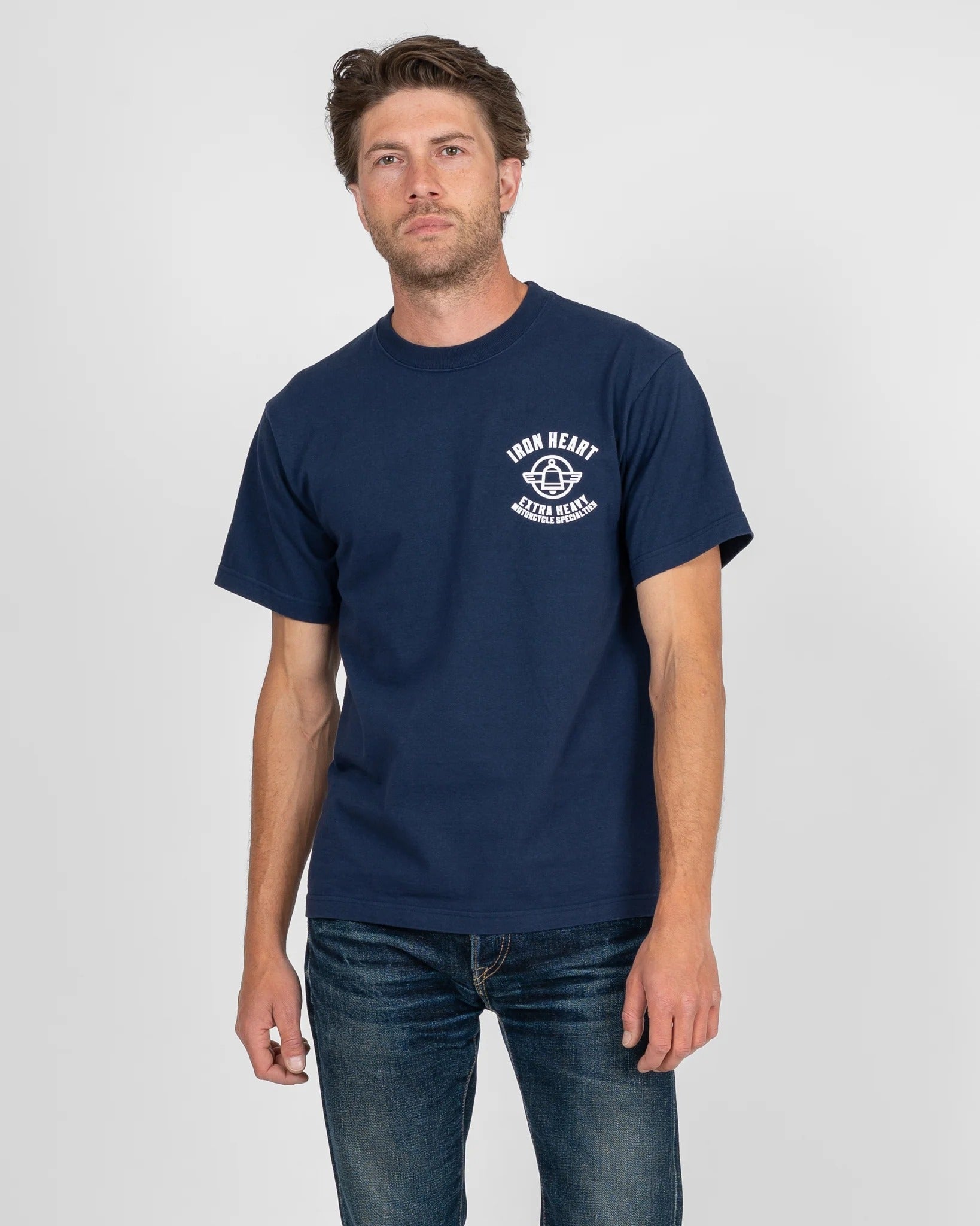 IHT-2503 7.5oz Printed Loopwheel Crew Neck T-Shirt - NAVY