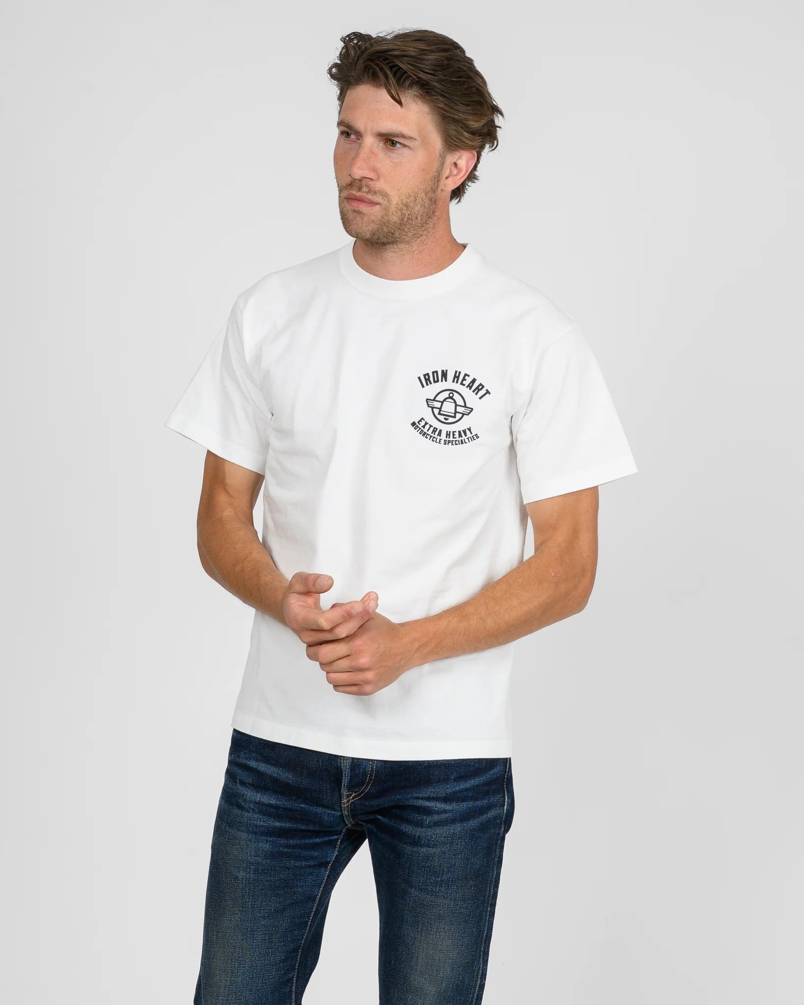 IHT-2503 7.5oz Printed Loopwheel Crew Neck T-Shirt - WHITE