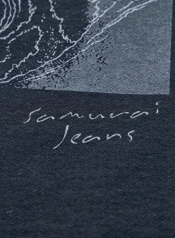 SJST25-106 Aged Cotton Inlay Loopwheel T-Shirt "RASEN" - BLACK