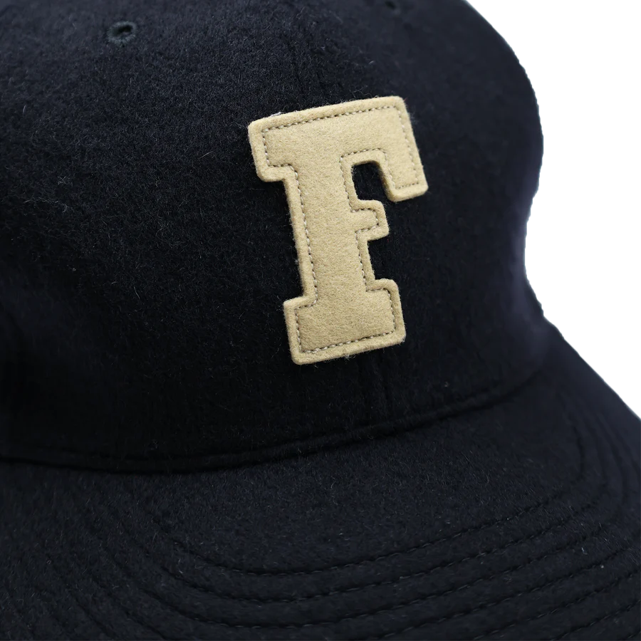 6843-25 6 Panel Wool Melton Baseball Cap F Patch - Navy