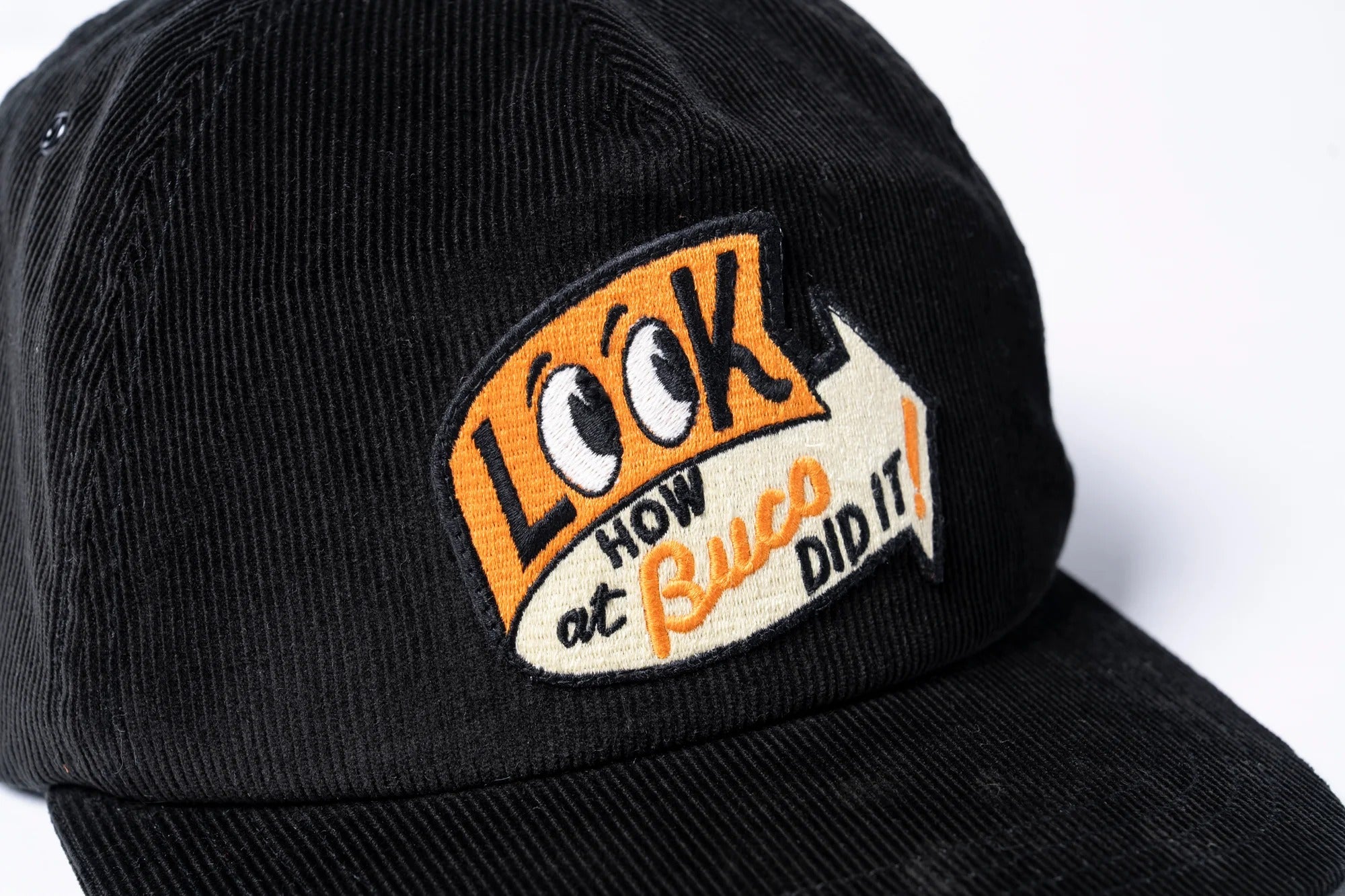 BA25106 FIVE PANEL CORDUROY CAP / LOOK AT HOW BUCO DID IT! - BLACK