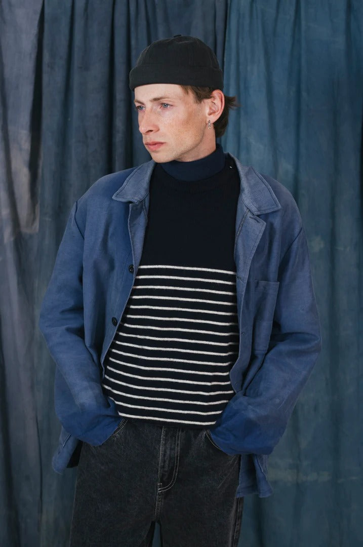 MIKI DOCKER HAT - BLACK WASHED DENIM