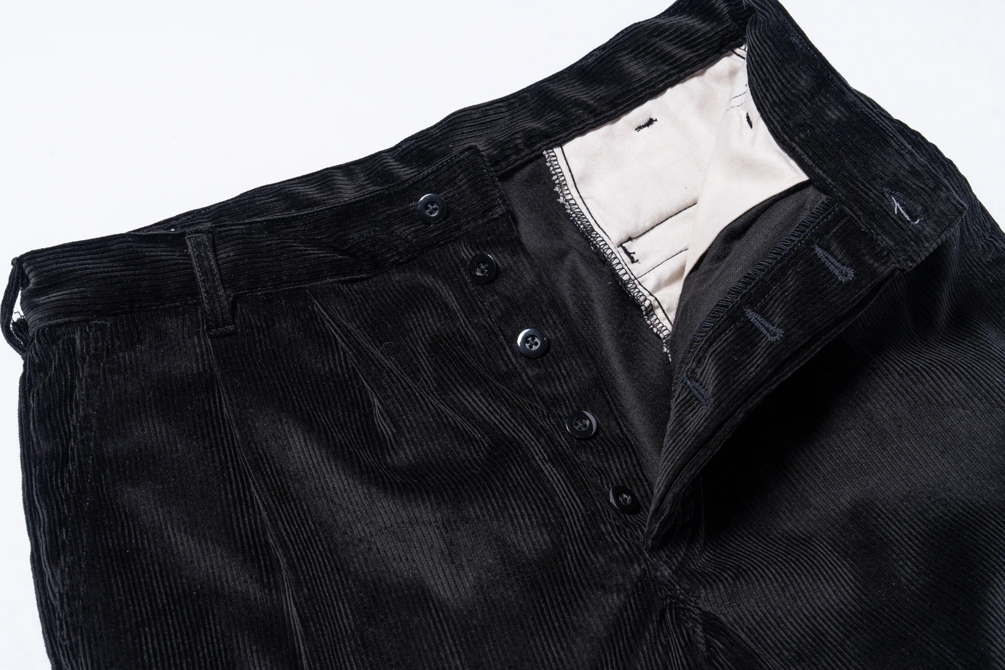 MP25105 DOUBLE-PLEAT CORDUROY TROUSERS - BLACK