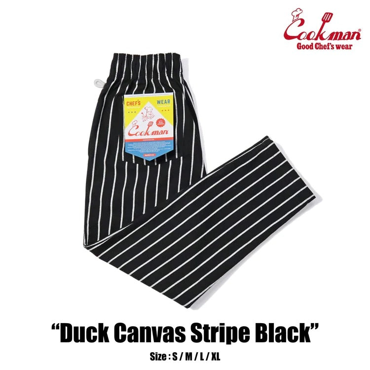 CHEF PANTS DUCK CANVAS STRIPE - BLACK