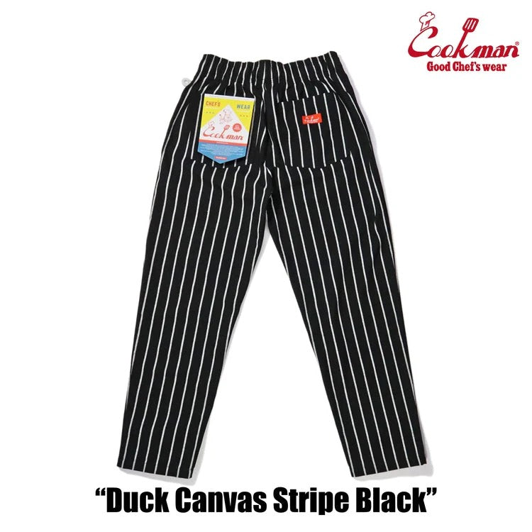 CHEF PANTS DUCK CANVAS STRIPE - BLACK