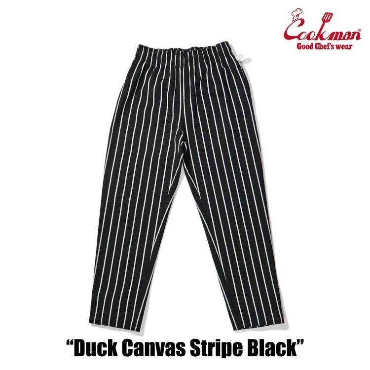 CHEF PANTS DUCK CANVAS STRIPE - BLACK