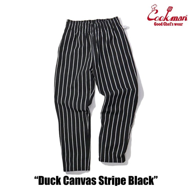 CHEF PANTS DUCK CANVAS STRIPE - BLACK