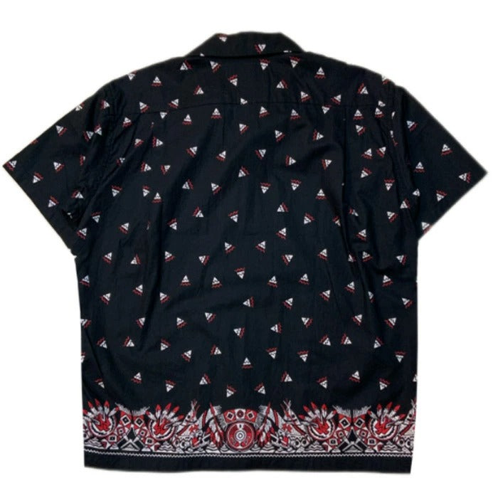 SC39466 NATIVE AMERICAN BANDANA PRINT OPEN SHIRT - BLACK