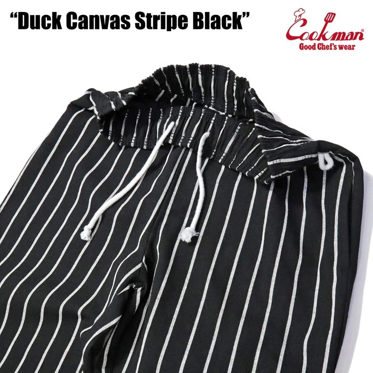 CHEF PANTS DUCK CANVAS STRIPE - BLACK