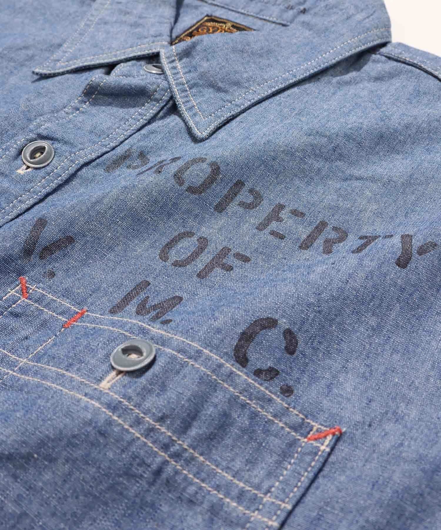 GS2529920 5OZ CHAMBRAY WORK L/S(O/WASH) - BLUE