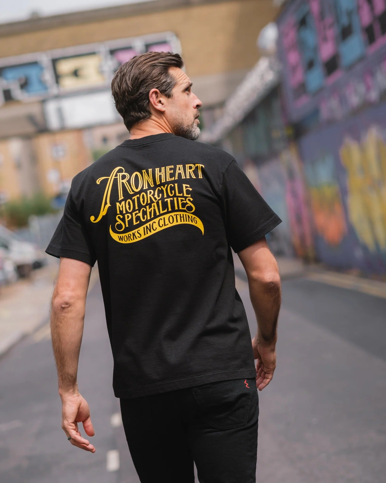 IHT-2501 7.5oz Printed Loopwheel Crew Neck T-Shirt - BLACK