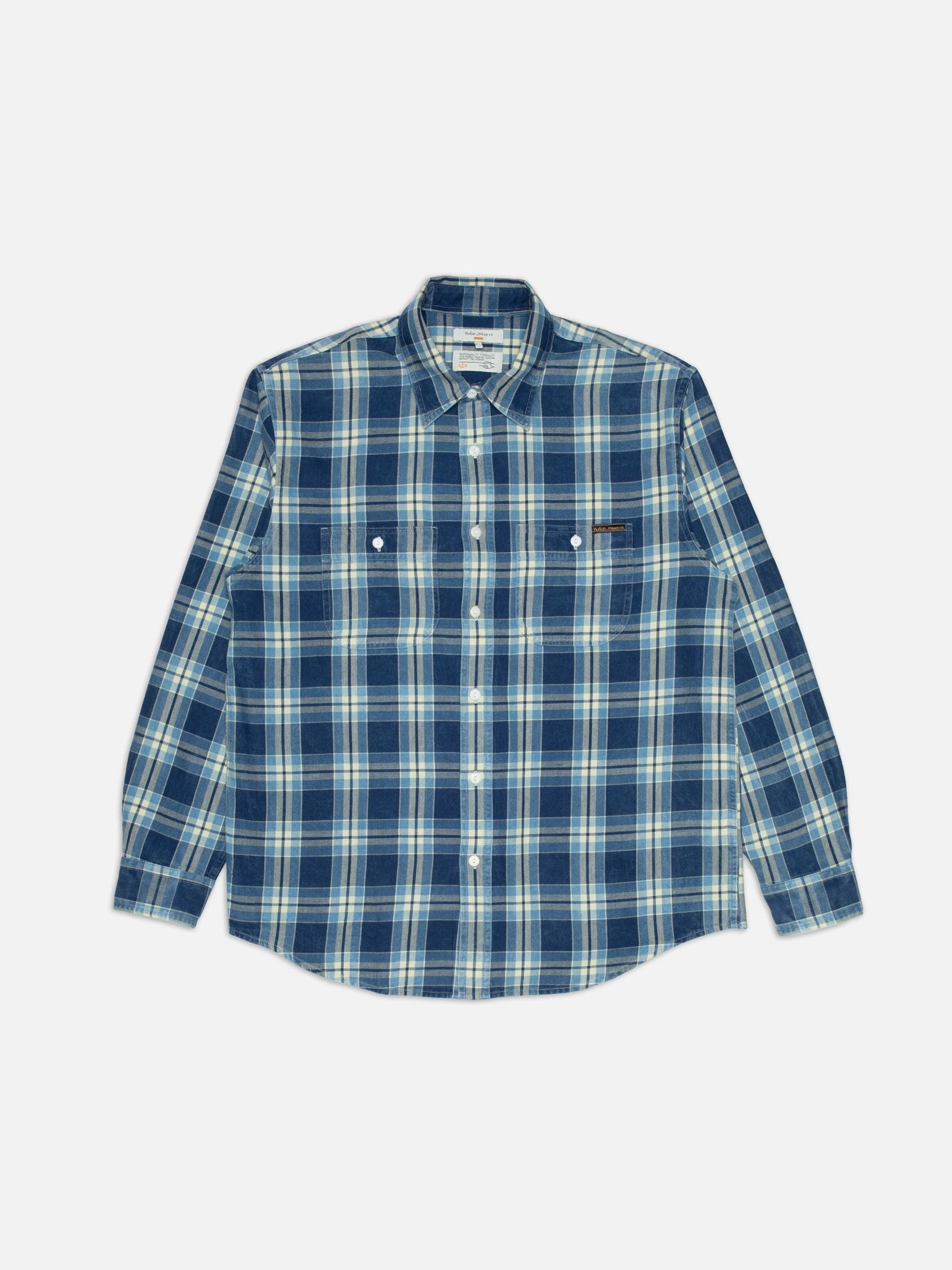 Julian Worker Shirt Checked - Indigo