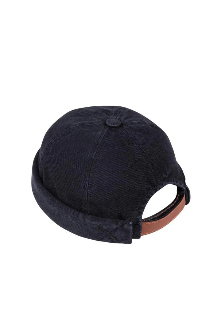 MIKI DOCKER HAT - BLACK WASHED DENIM