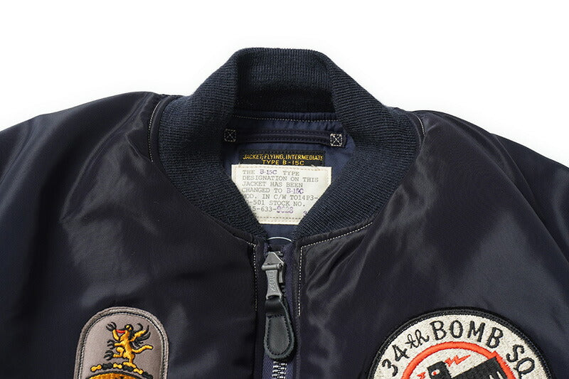 BR15744 Type B-15C (MOD.) "AFBLUE B. RICKSON & SONS. INC. 34th BOMB.SQ. THUNDERBIRDS" - NAVY