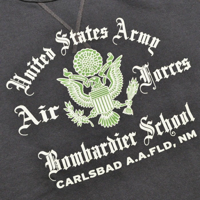 BR69692 Set-In Crew Neck Sweat Shirt U.S.Army Air Forces Bomb. School - BLACK