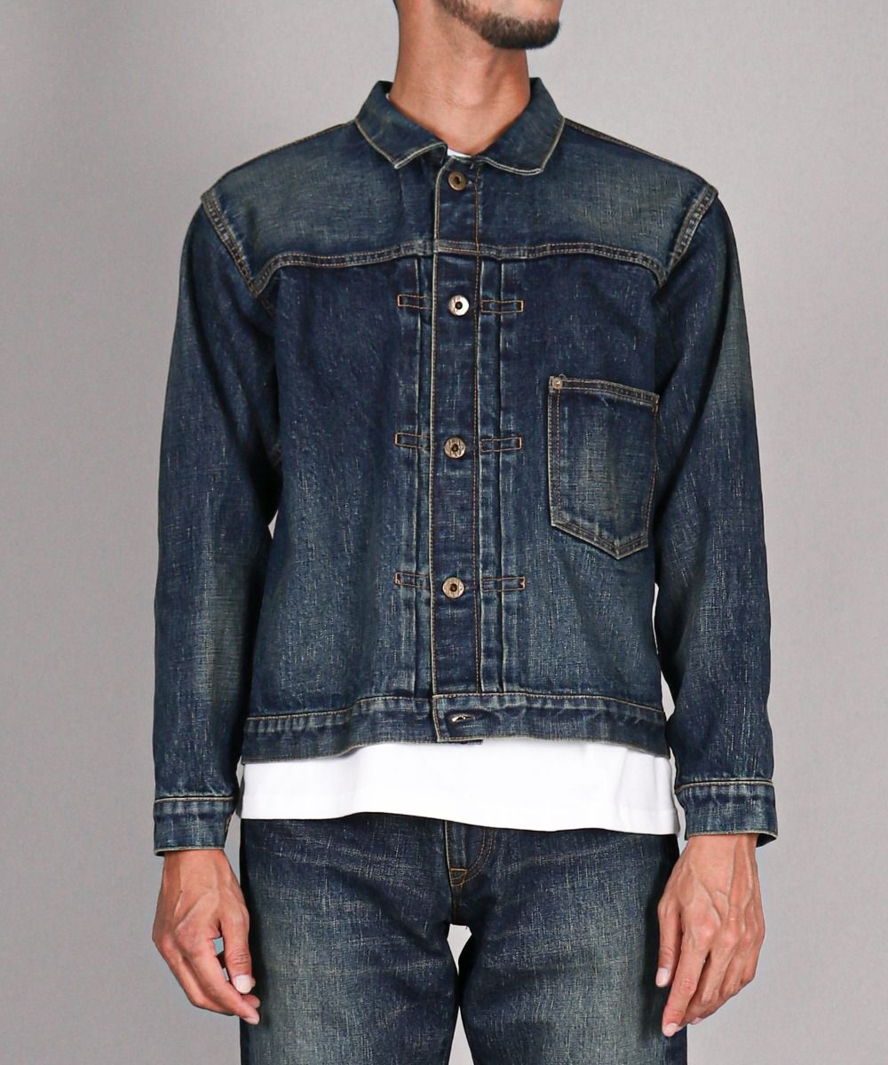 JBGJ1003- D01 14.8oz Classic Denim Jacket (Aging Wash) - INDIGO