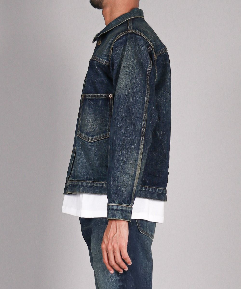 JBGJ1003- D01 14.8oz Classic Denim Jacket (Aging Wash) - INDIGO
