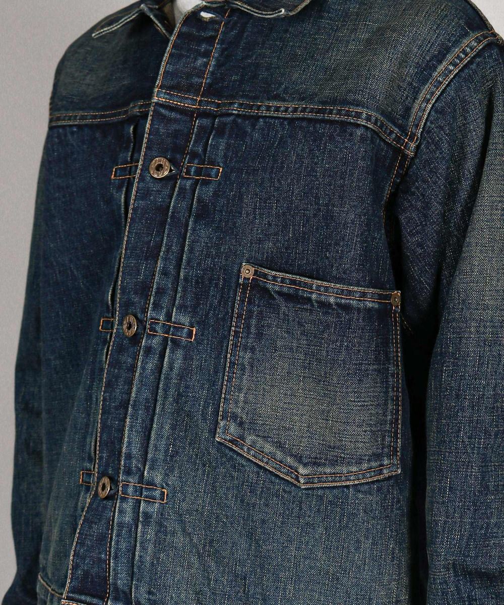 JBGJ1003- D01 14.8oz Classic Denim Jacket (Aging Wash) - INDIGO