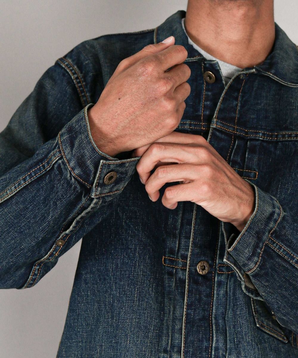 JBGJ1003- D01 14.8oz Classic Denim Jacket (Aging Wash) - INDIGO