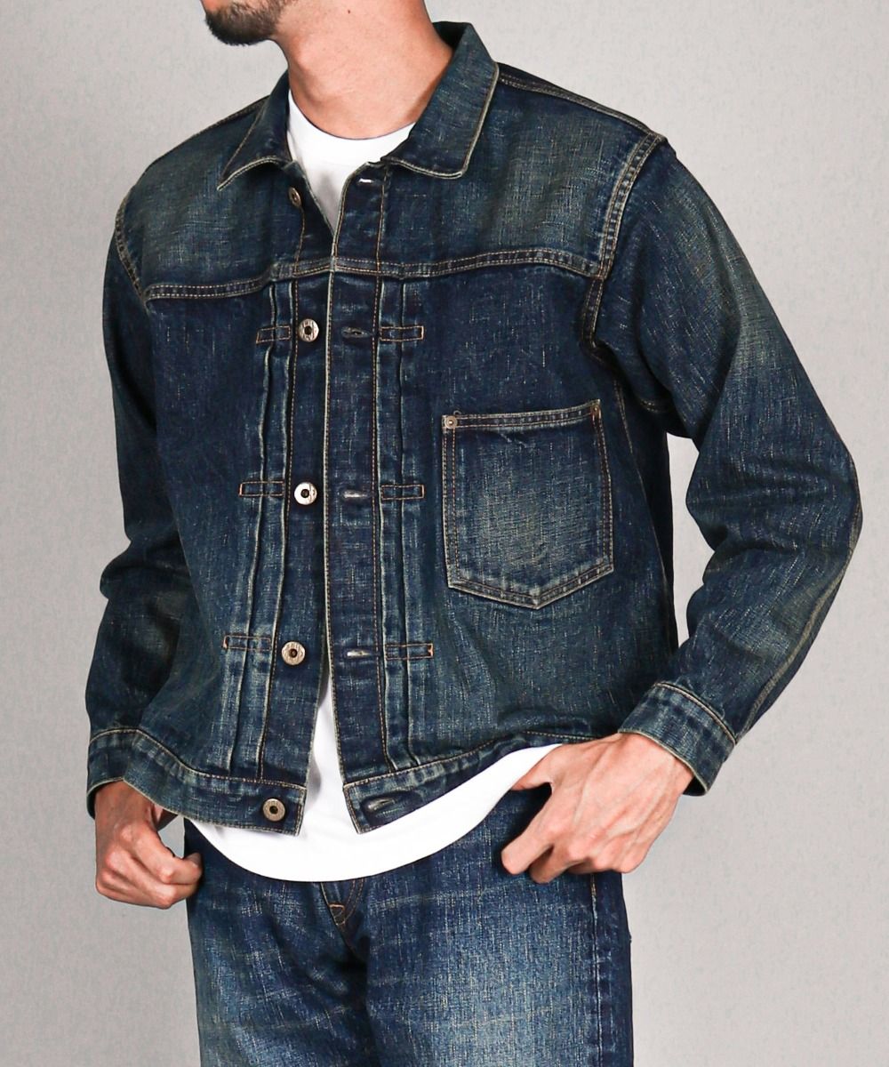 JBGJ1003- D01 14.8oz Classic Denim Jacket (Aging Wash) - INDIGO
