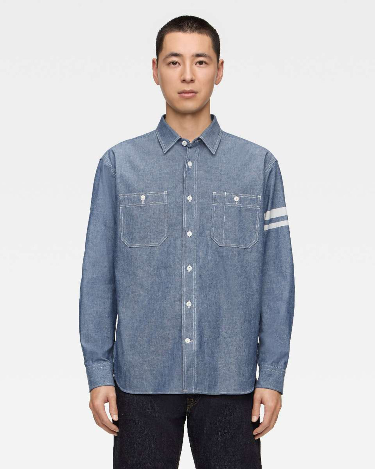 MMLS3000 TRIPLE STITCH L/S CHAMBRAY SHIRT - INDIGO