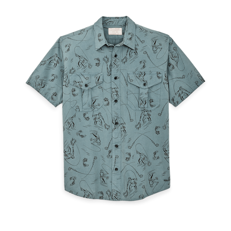 SHORT SLEEVE LIGHTWEIGHT ALASKAN GUIDE SHIRT - BLUE GRAY/FLY FISHING