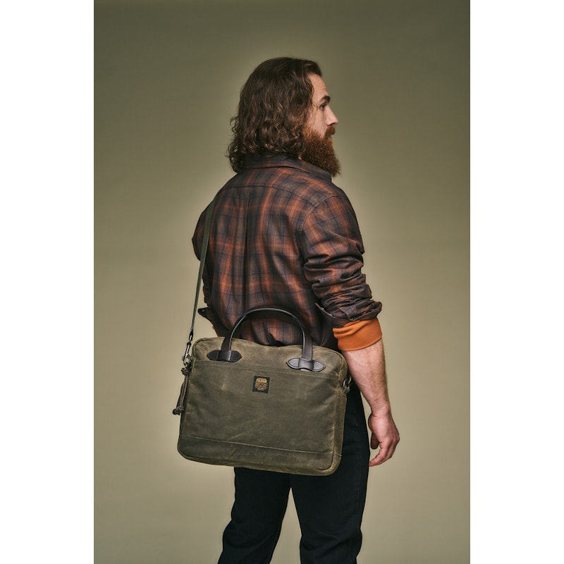 TIN CLOTH COMPACT BRIEFCASE - OTTER GREEN