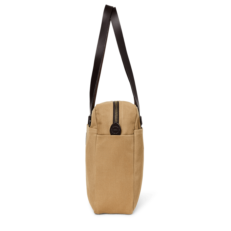 SMALL ZIPPER TOTE BAG - TAN