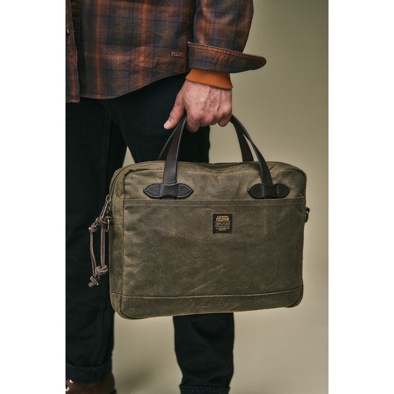 TIN CLOTH COMPACT BRIEFCASE - OTTER GREEN