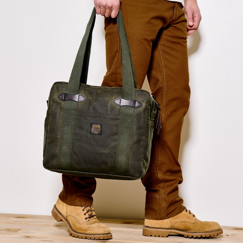 TIN CLOTH ZIPPER TOTE BAG - OTTER GREEN