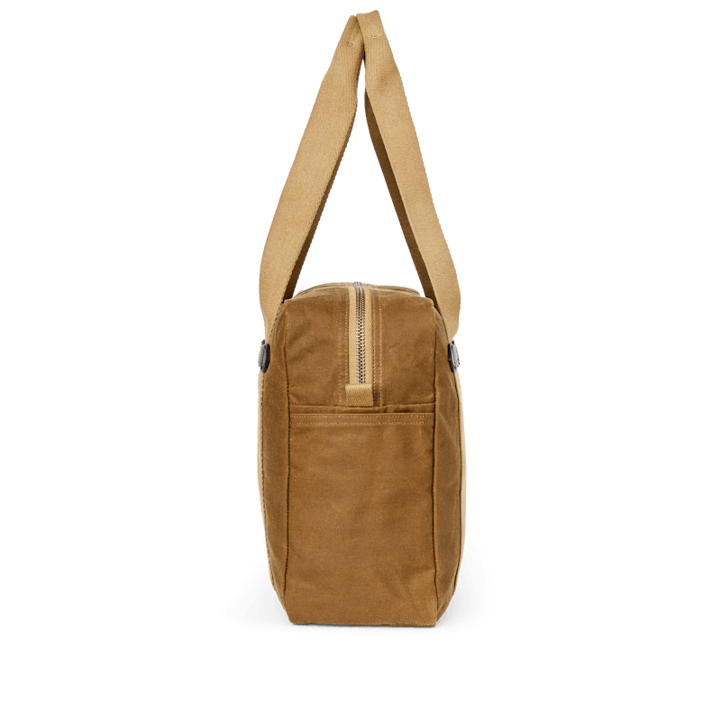 TIN CLOTH ZIPPER TOTE BAG - DARK TAN