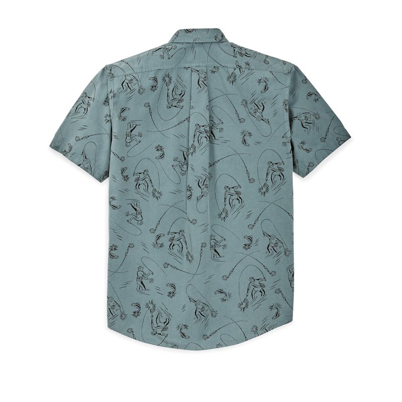 SHORT SLEEVE LIGHTWEIGHT ALASKAN GUIDE SHIRT - BLUE GRAY/FLY FISHING