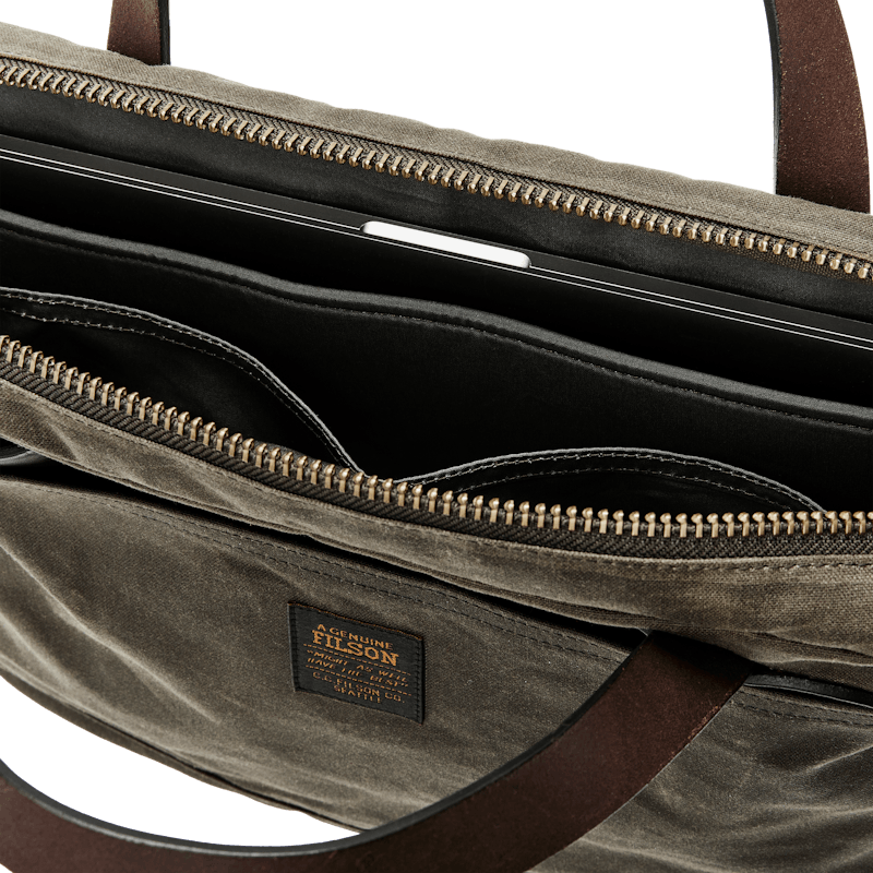 TIN CLOTH COMPACT BRIEFCASE - OTTER GREEN