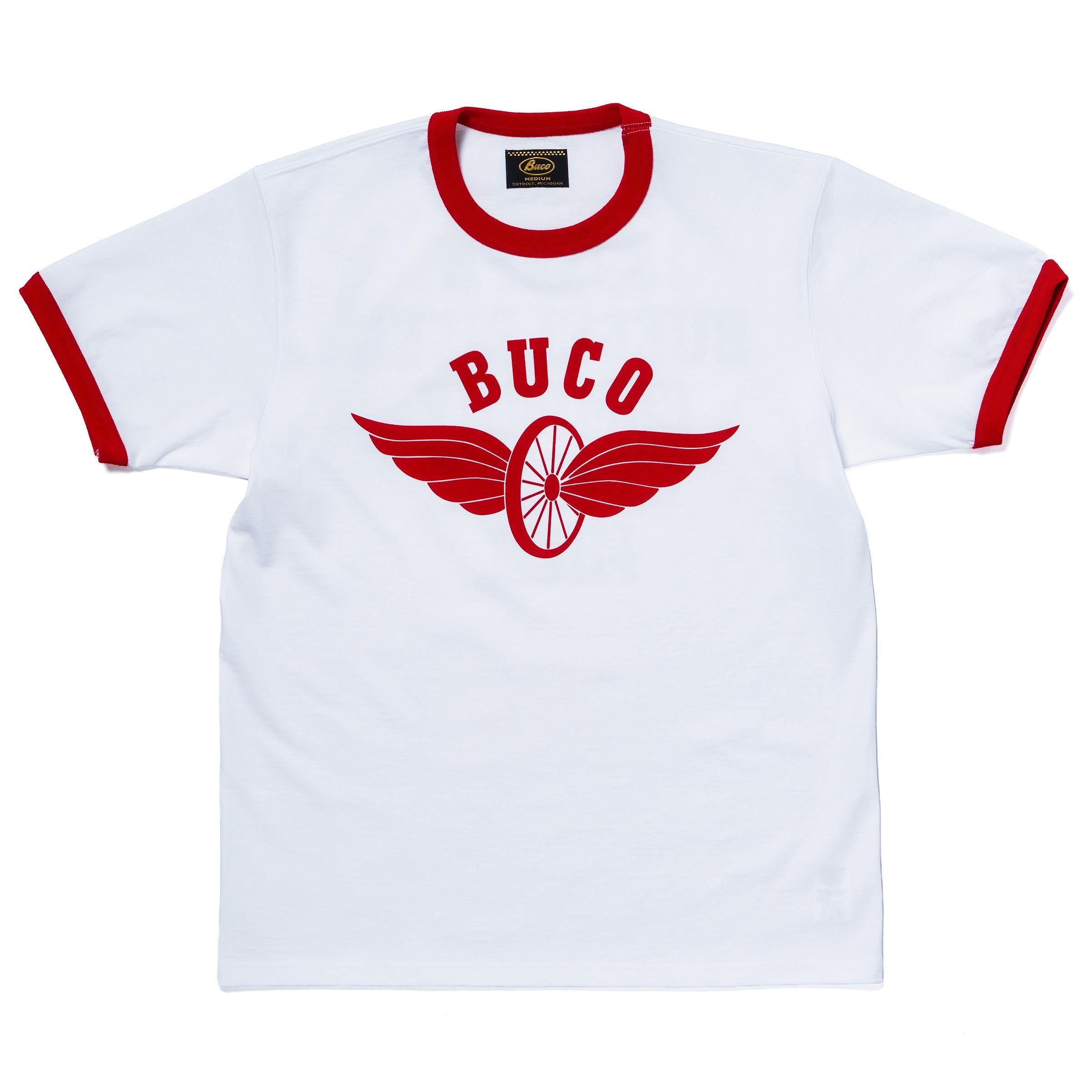BC25004 BUCO TEE / FLYING WHEEL - WHITE/RED