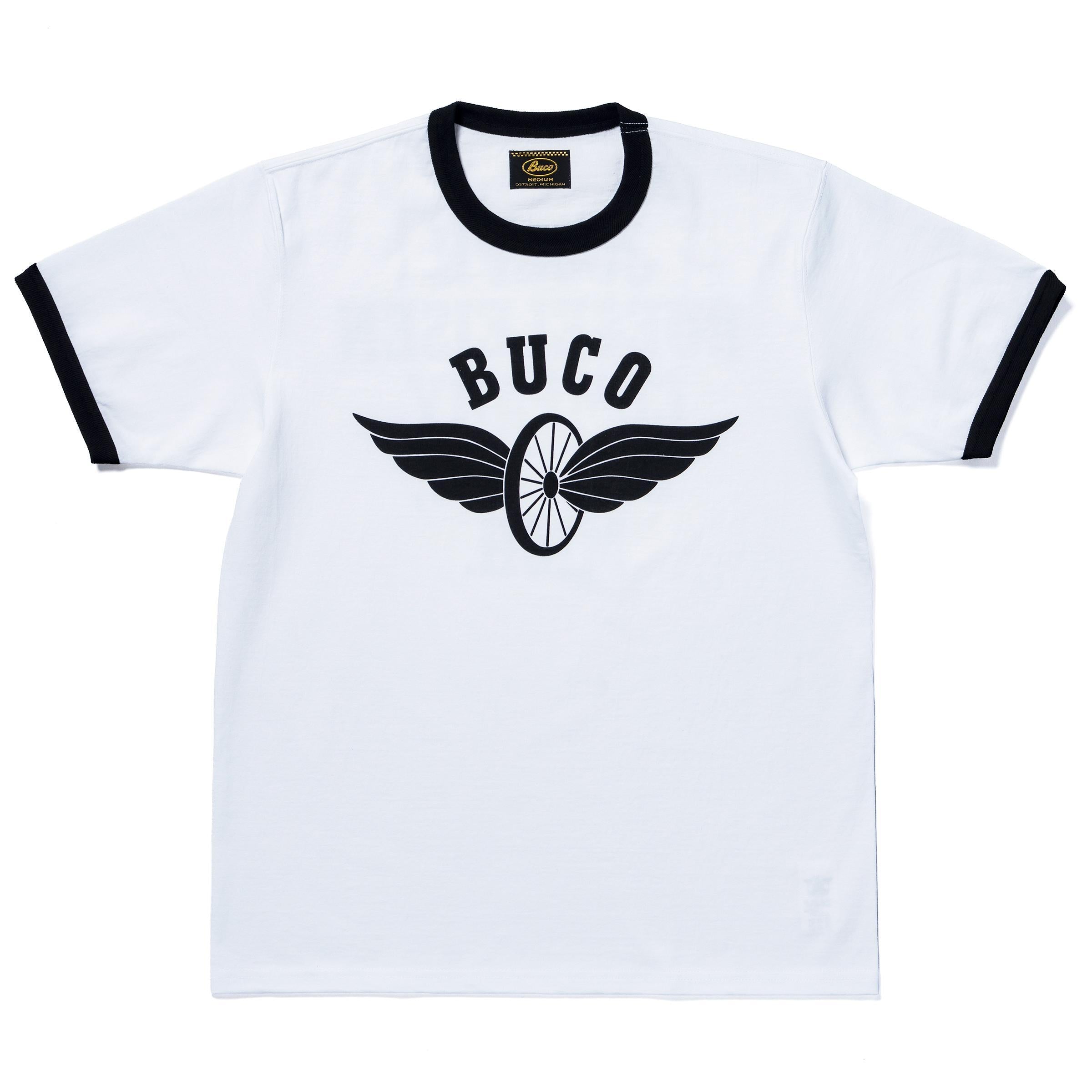 BC25004 BUCO TEE / FLYING WHEEL - WHITE/BLACK