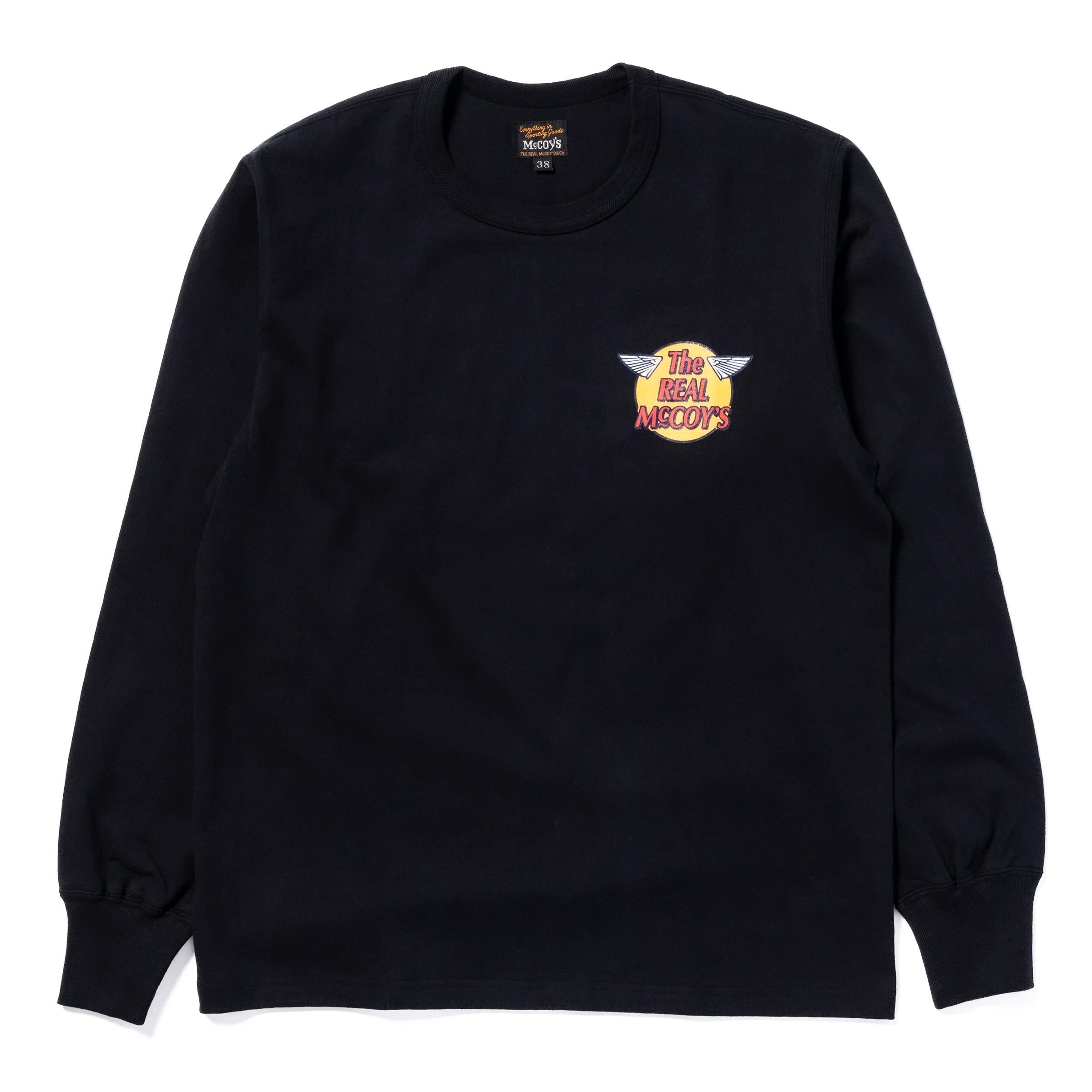 THE REAL MCCOY'S LOGO TEE L/S - BLACK