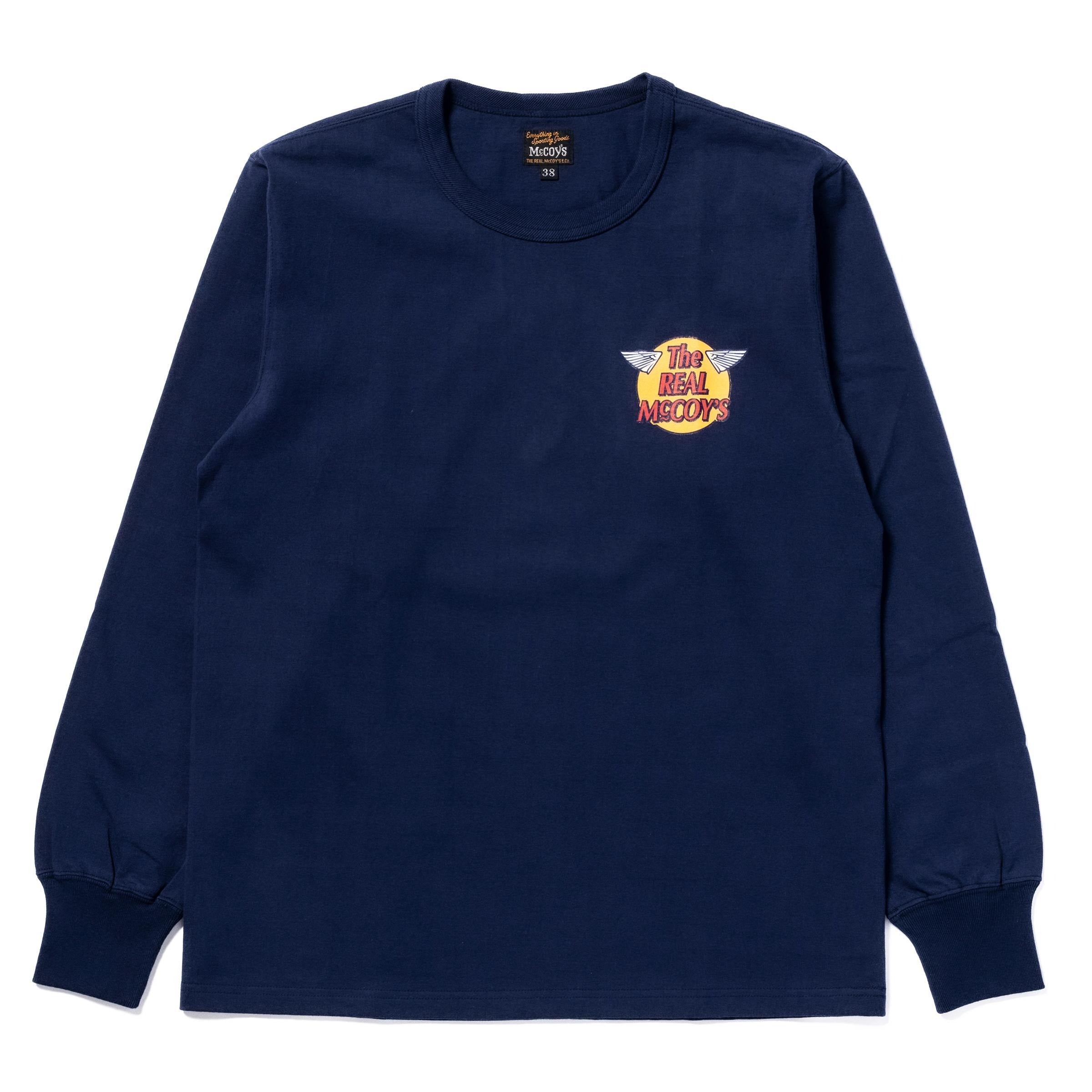 MC24003 THE REAL McCOY'S LOGO TEE L/S - NAVY
