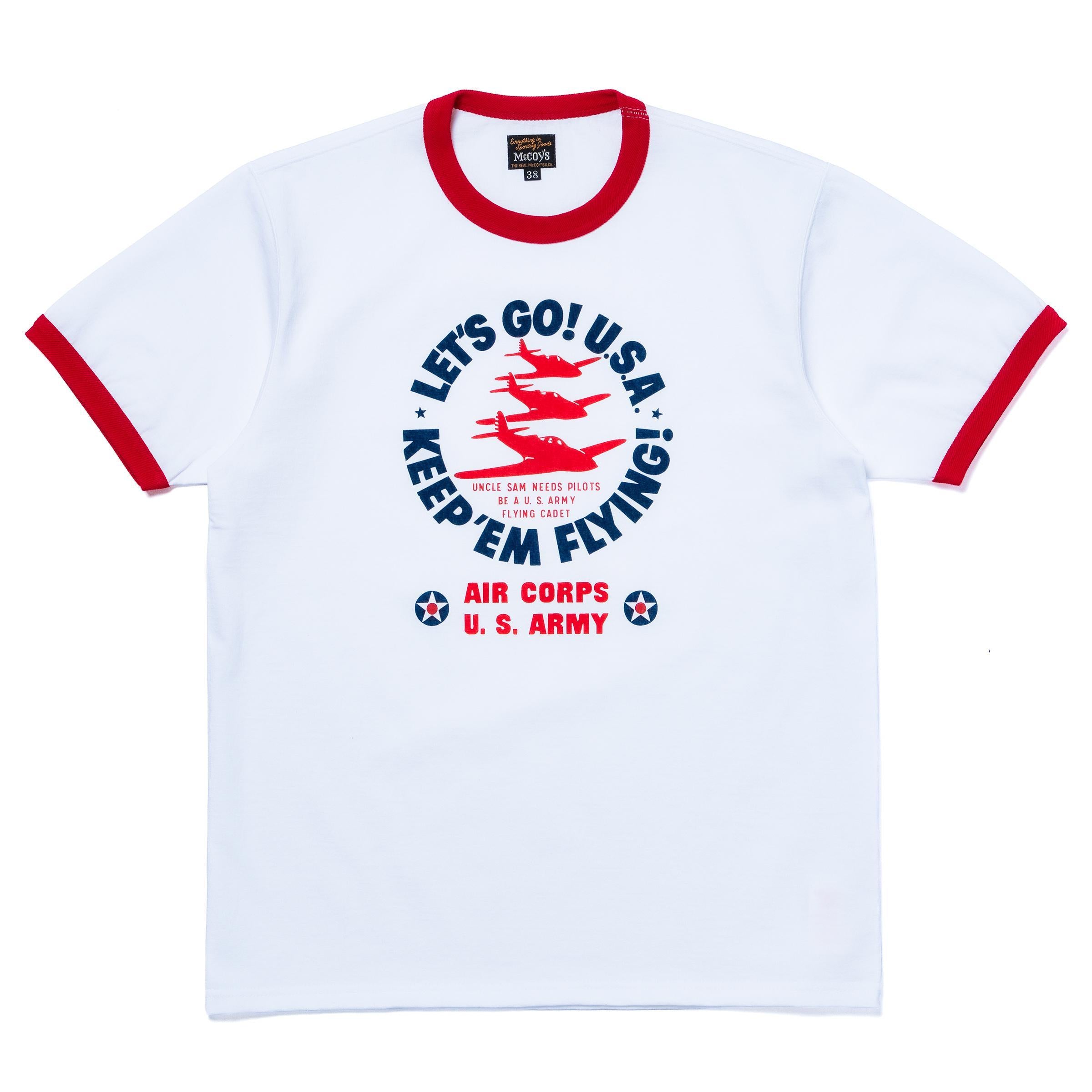 MC26012 MILITARY TEE / KEEP EM' FLYING - WHITExRED