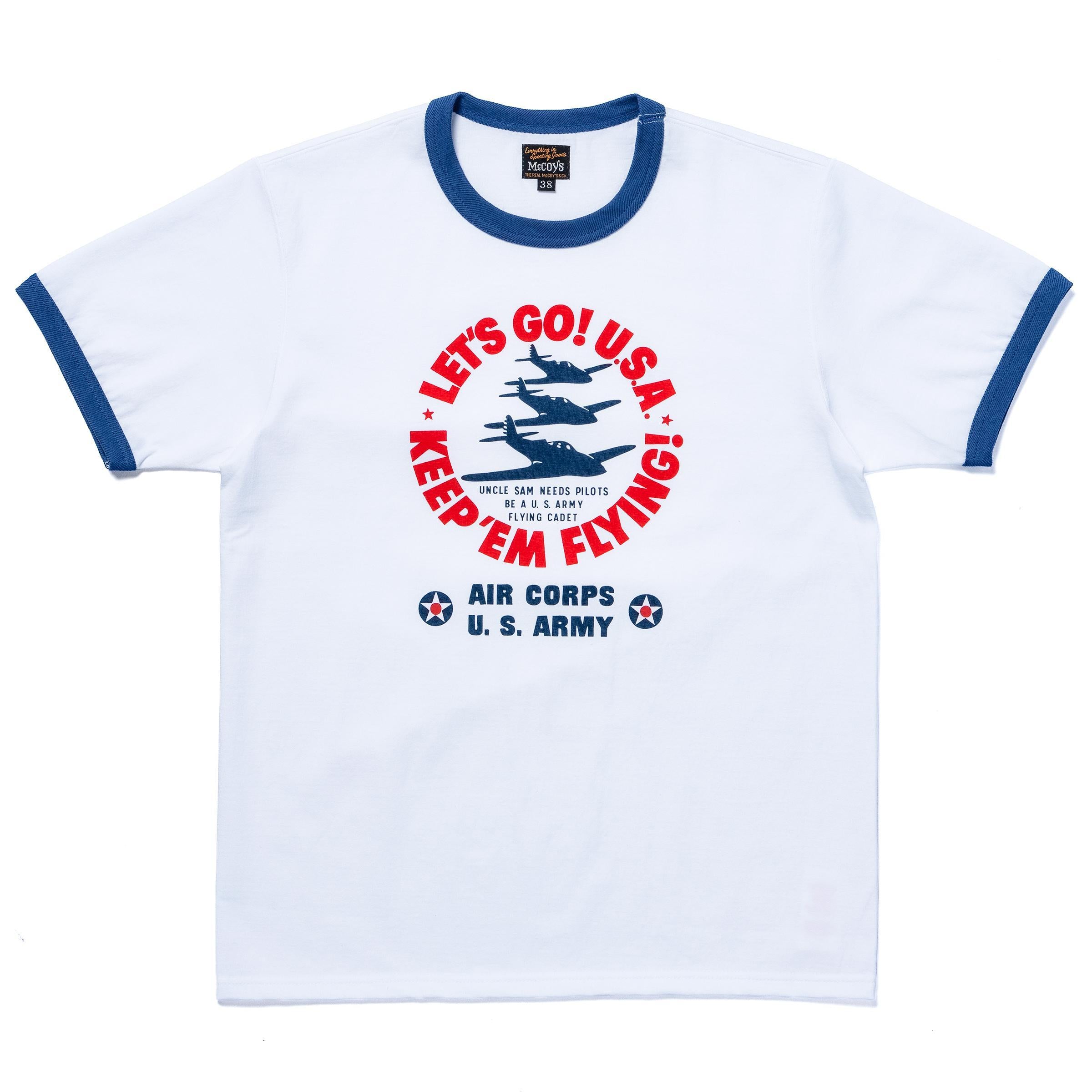 MC26012 MILITARY TEE / KEEP EM' FLYING - WHITExBLUE