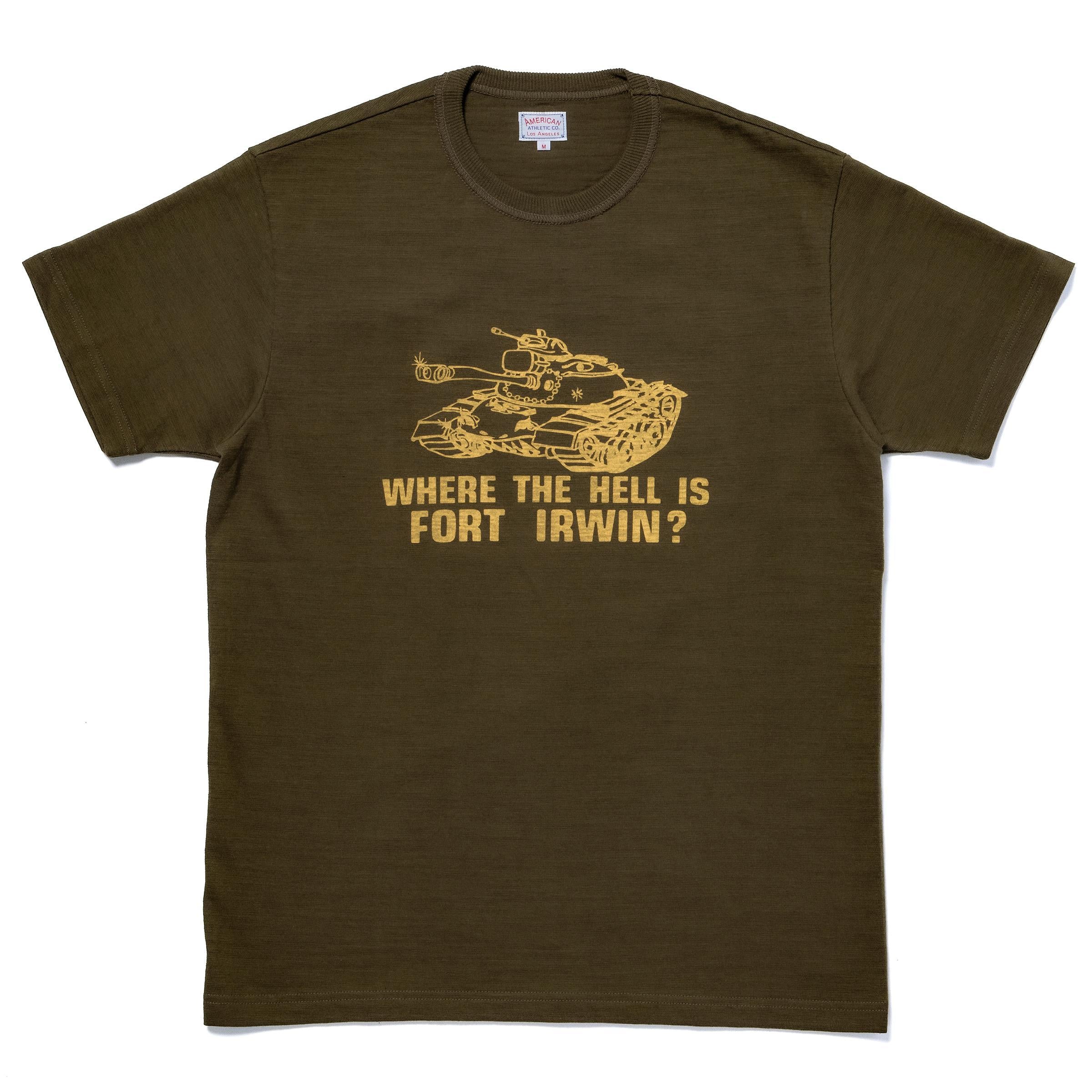 MC26029 ATHLETIC T-SHIRT / WHERE THE HELL IS FORT IRWIN? - OLIVE