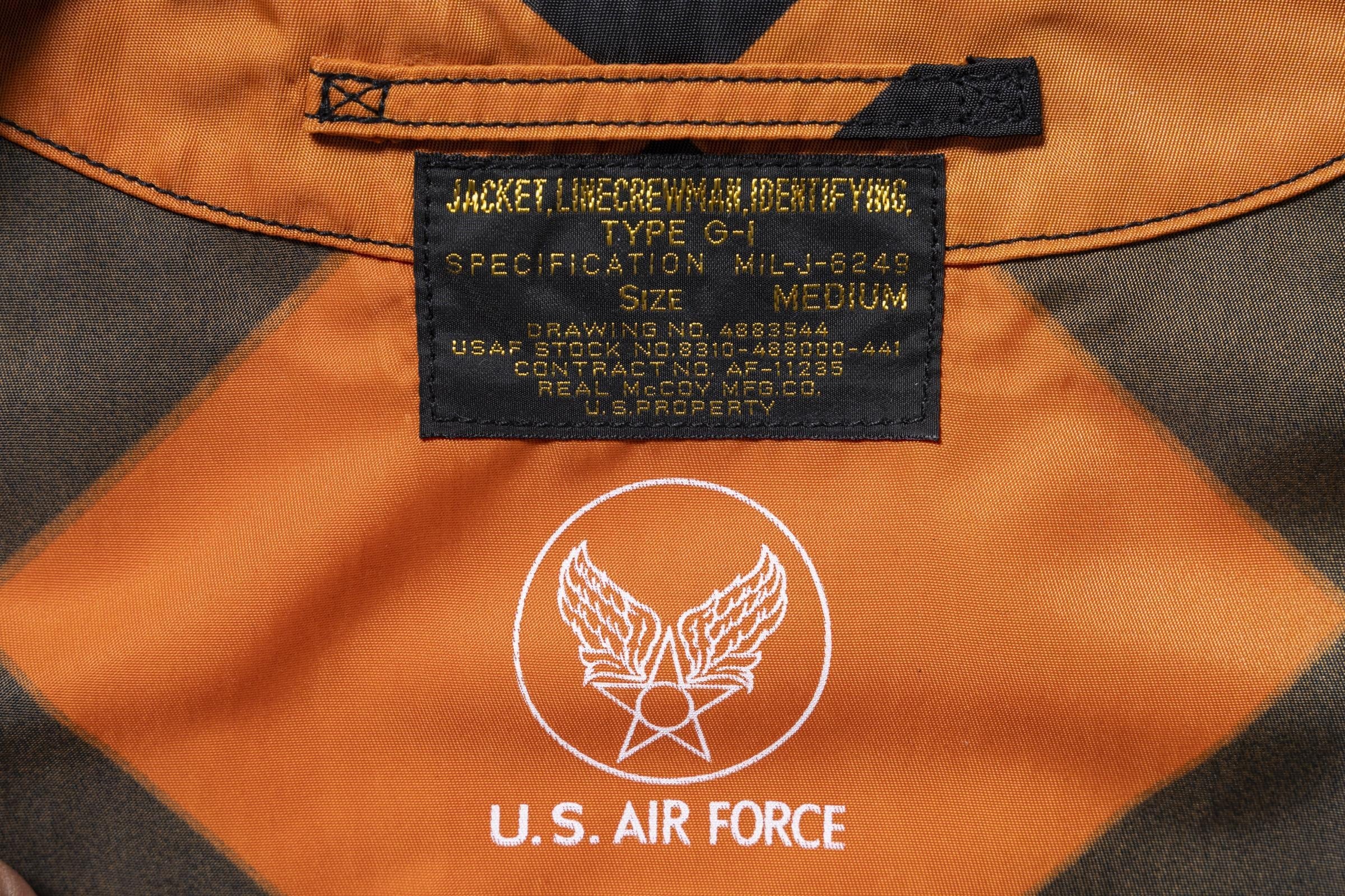 MJ25008 JACKET, LINECREWMAN, IDENTIFYING, TYPE G-1 - ORANGEXBLACK