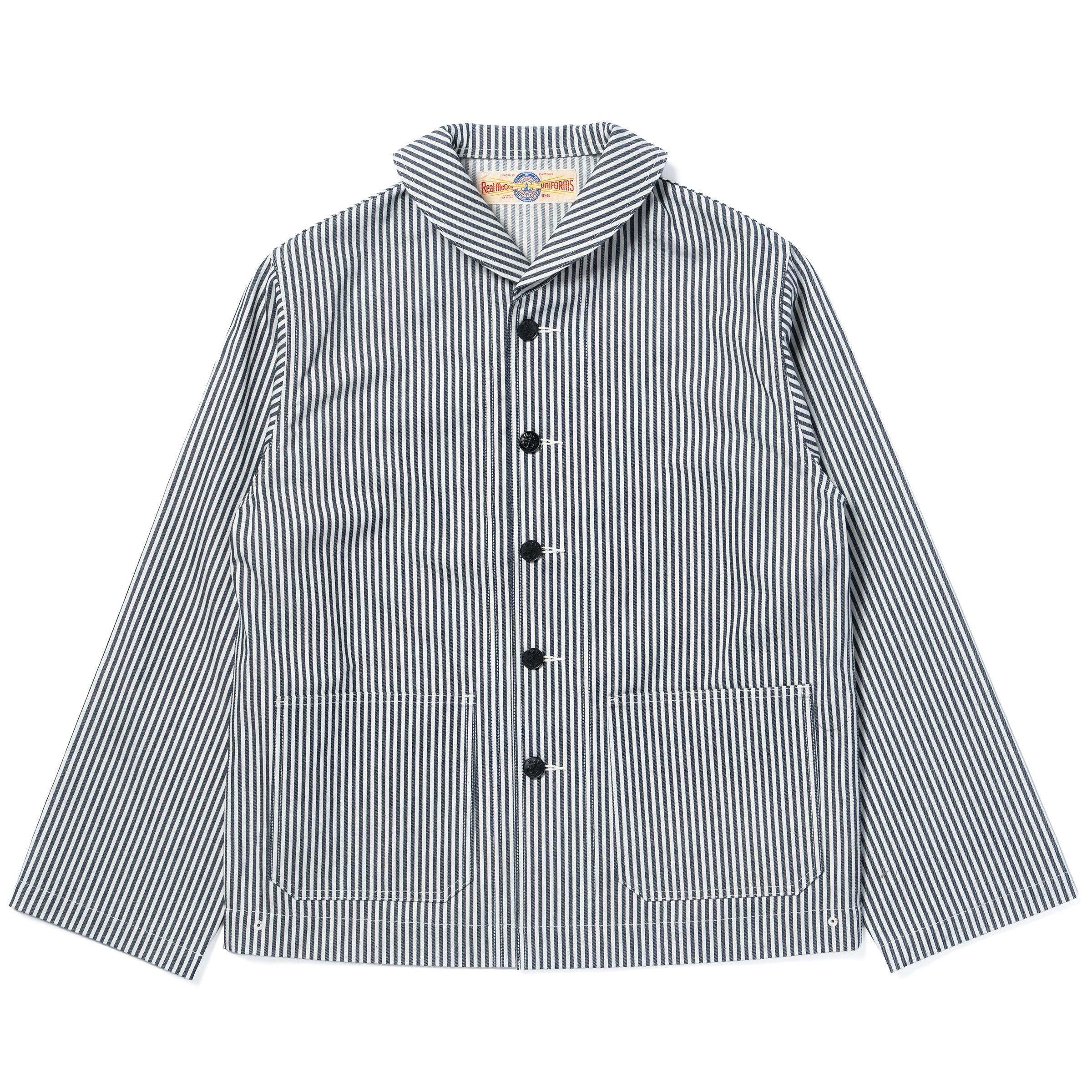 MJ26004 U.S. NAVY STRIPED DUNGAREE JUMPER - WHITExNAVY