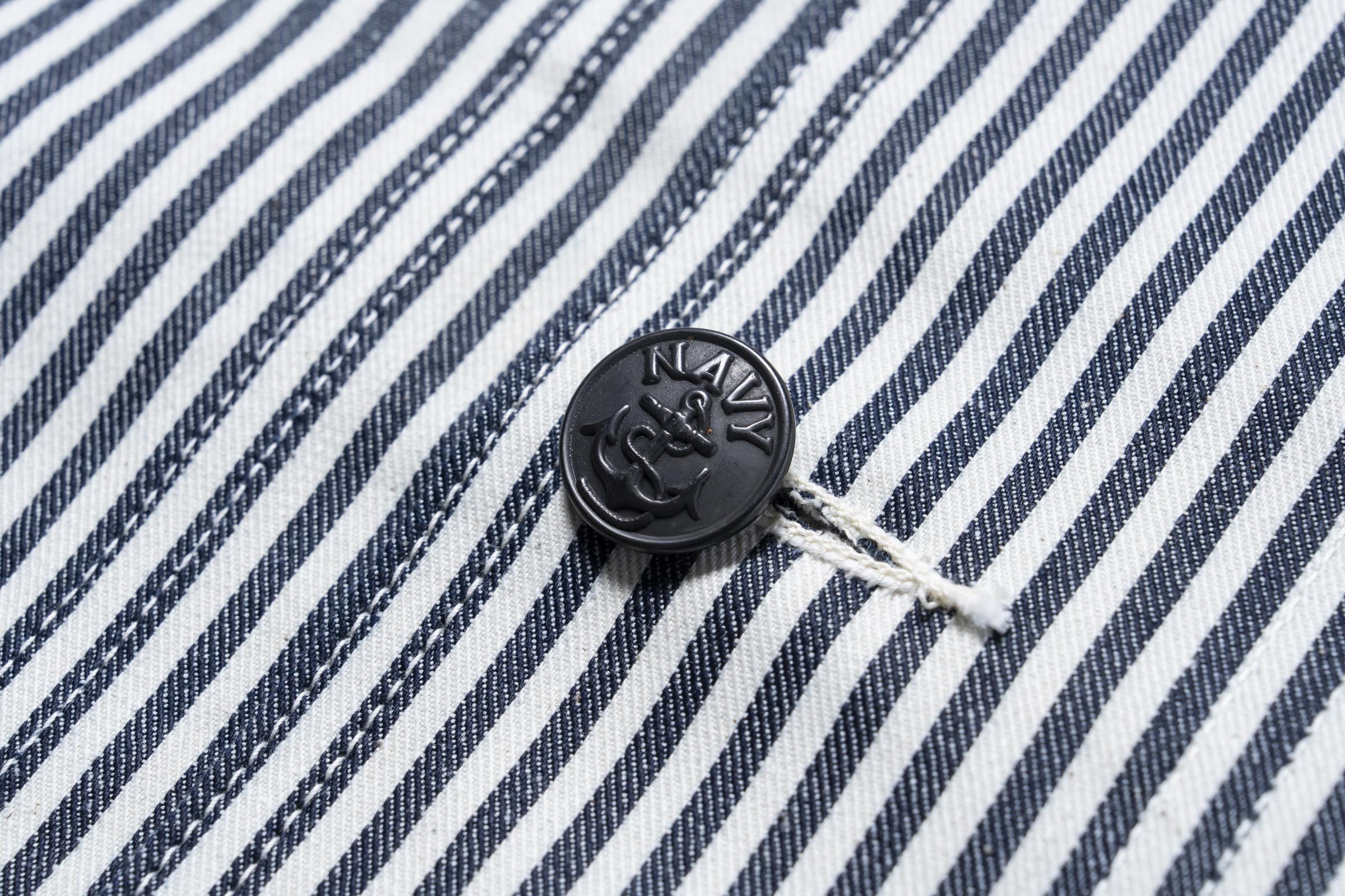 MJ26004 U.S. NAVY STRIPED DUNGAREE JUMPER - WHITExNAVY