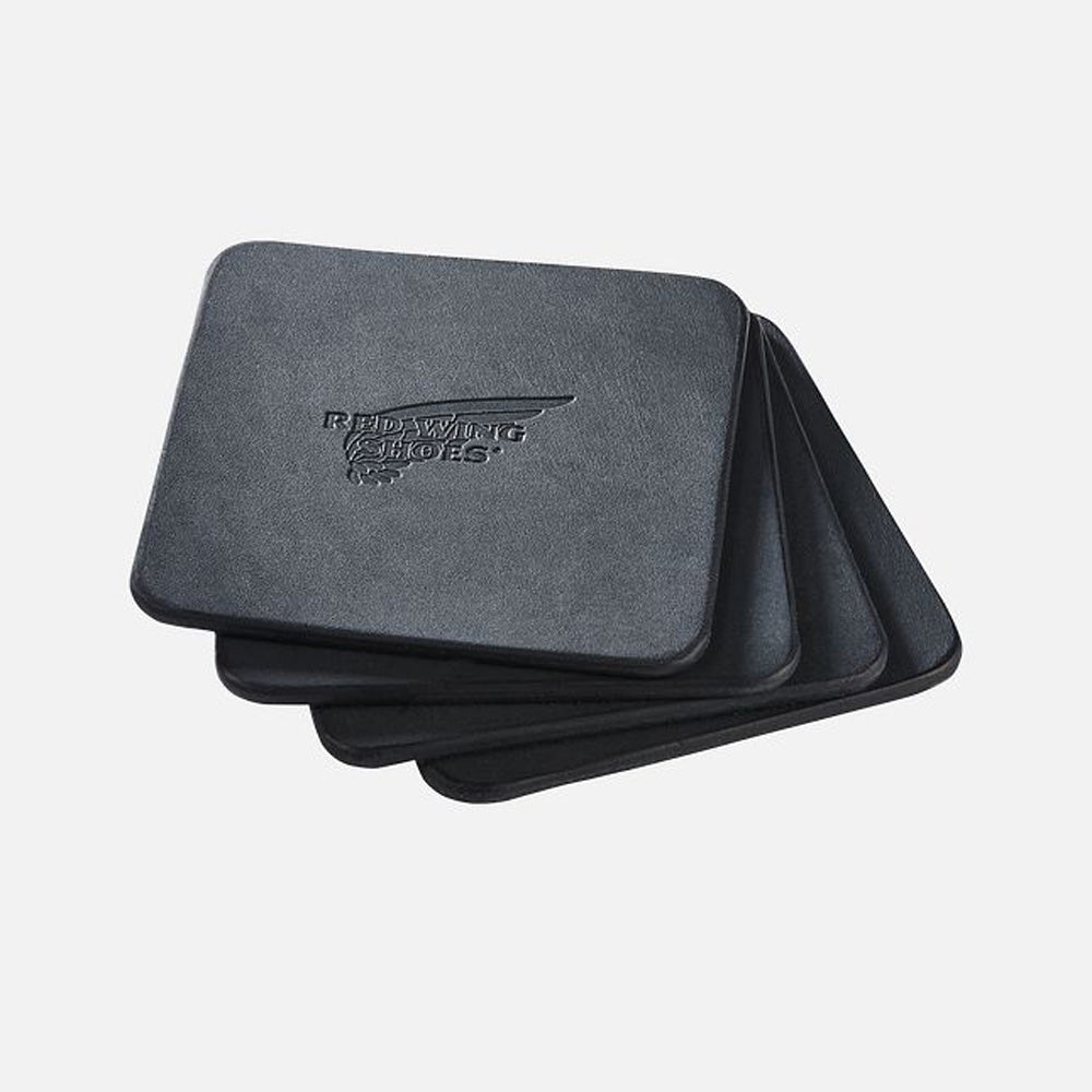 97184 PIONEER LEATHER COASTERS - BLACK LEATHER COASTERS