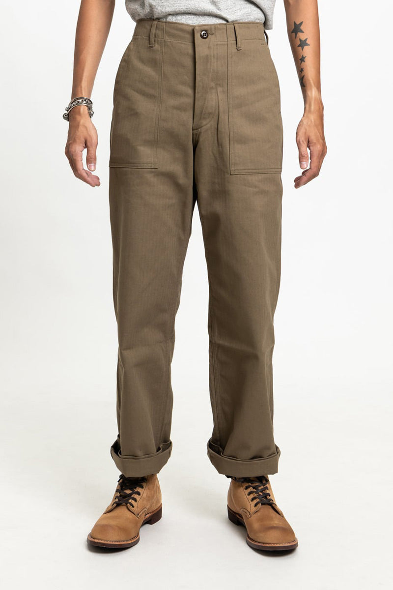 1086 MILITARY HERRINGBONE PANTS - OD GREEN